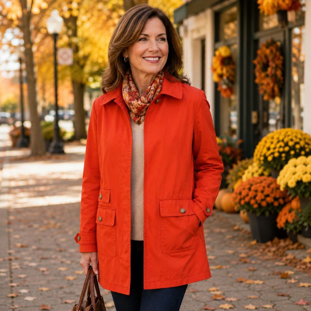Talbots Women's Size 12 Orange Coat Jacket Button Pocket Lightweight Fall NWOT